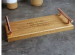 personalised oak tray with copper handles 150x300